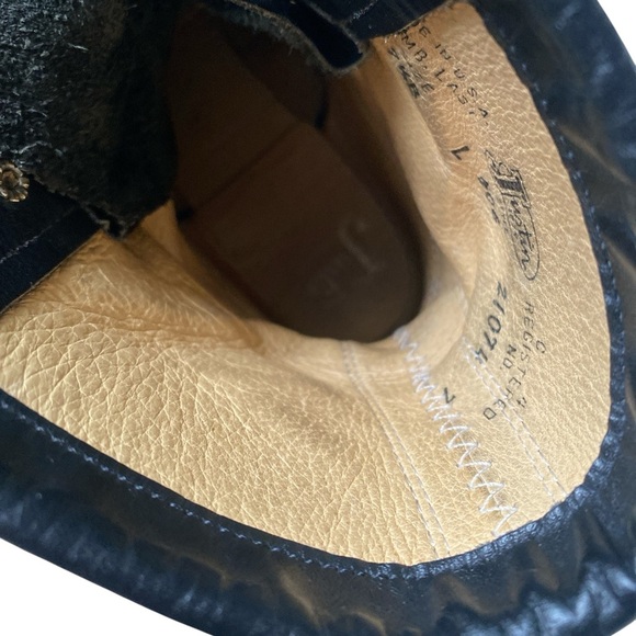 JUSTIN Kiltie Western Boots Lace Up Stetson Black Leather Size 7.5 B Vintage - Picture 5 of 14